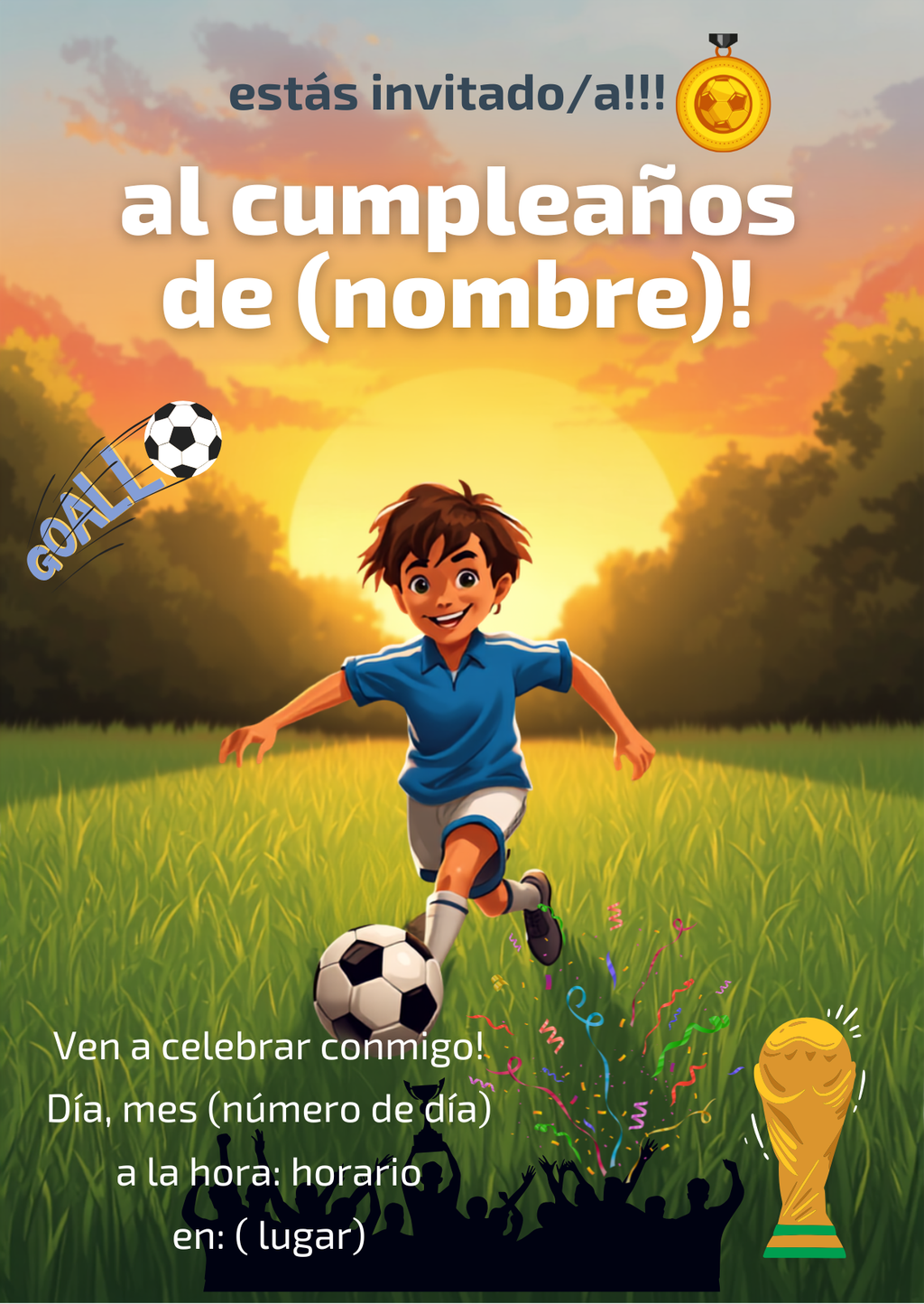 Tarjeta Cumpleaños Niño Futbol
