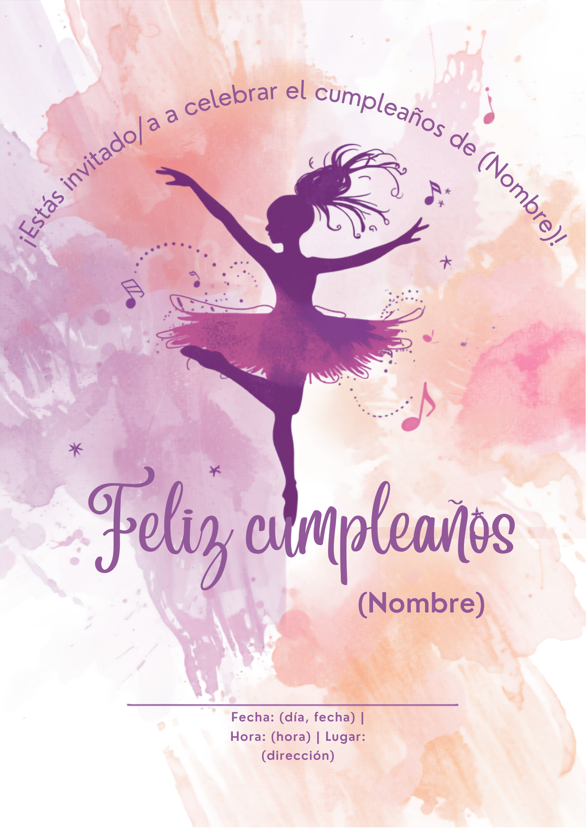 Girl's Birthday Invitation (Dance)