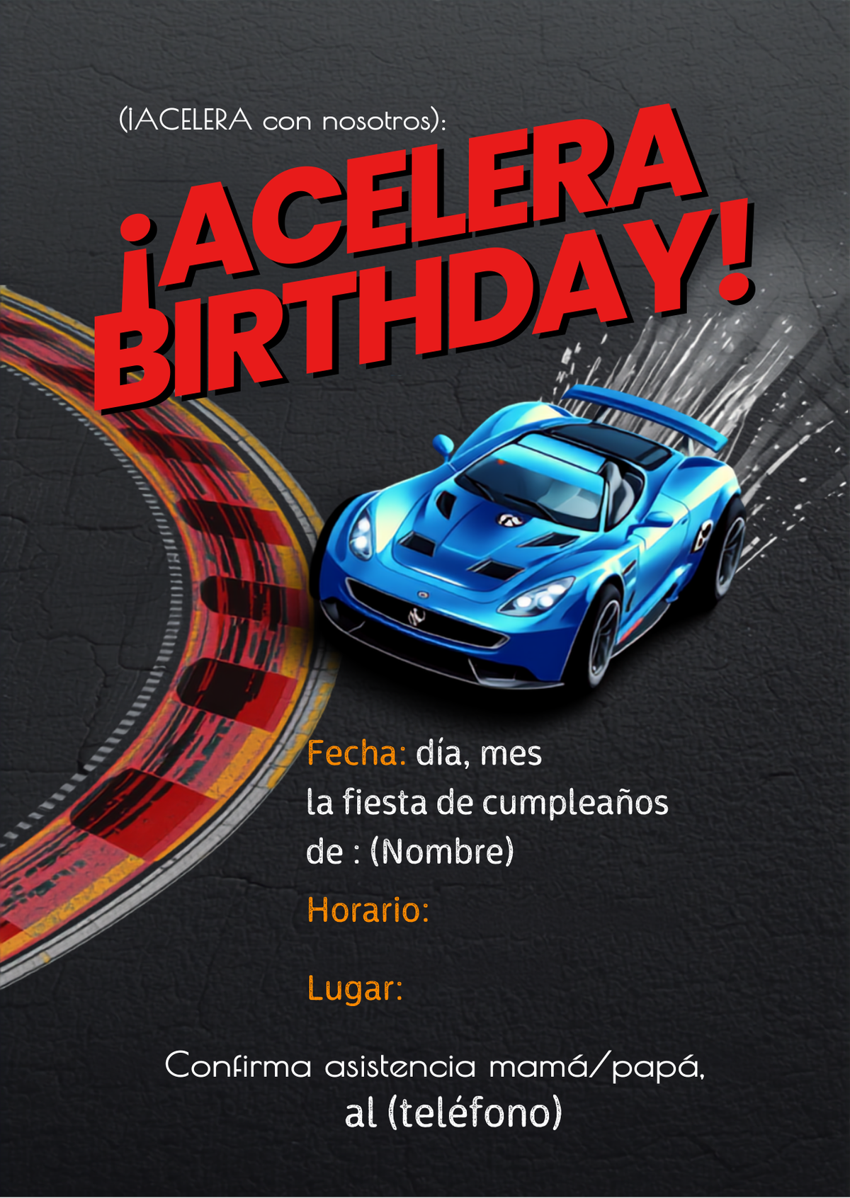 Invitación de Cumpleaños(Autos) / Birthday Invitation (Cars)