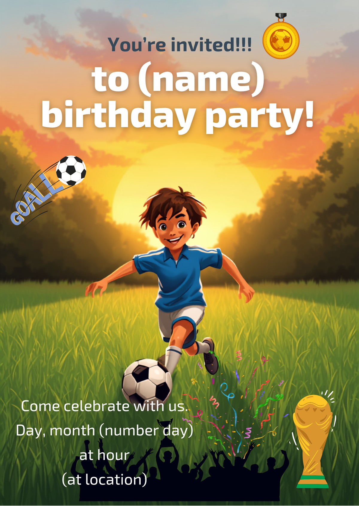 Boy's Soccer Birthday Card