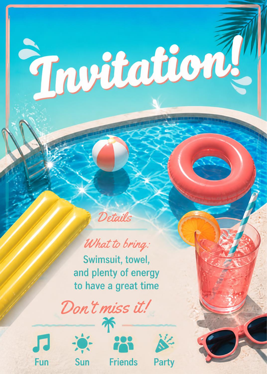 Invitación a Fiesta en la piscina / Pool Party invitation