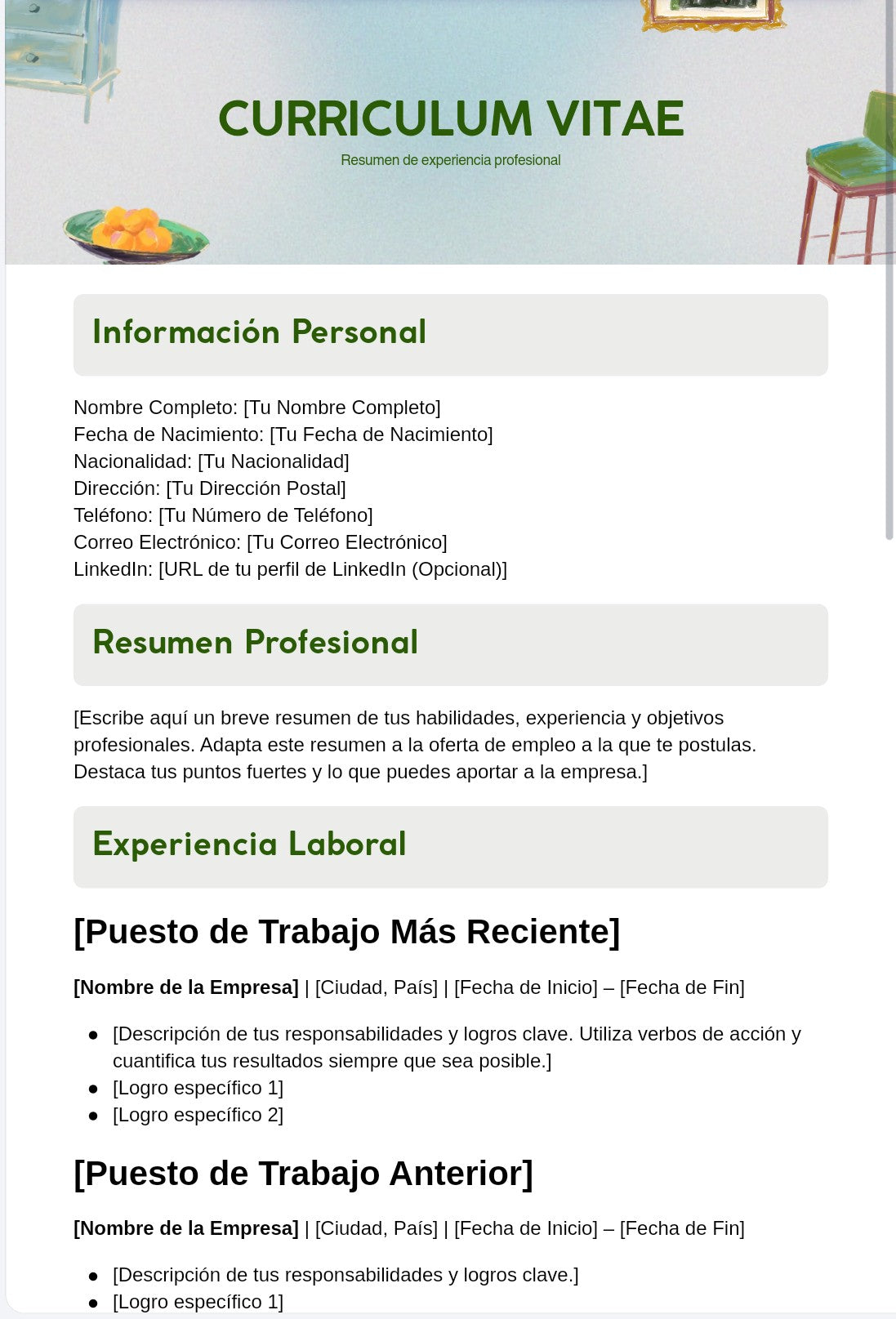 Digital CV in Spanish / 5 Variations