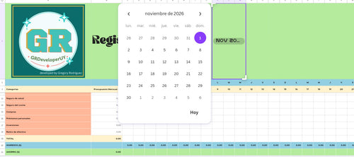 Expense Registration Spreadsheet / editable