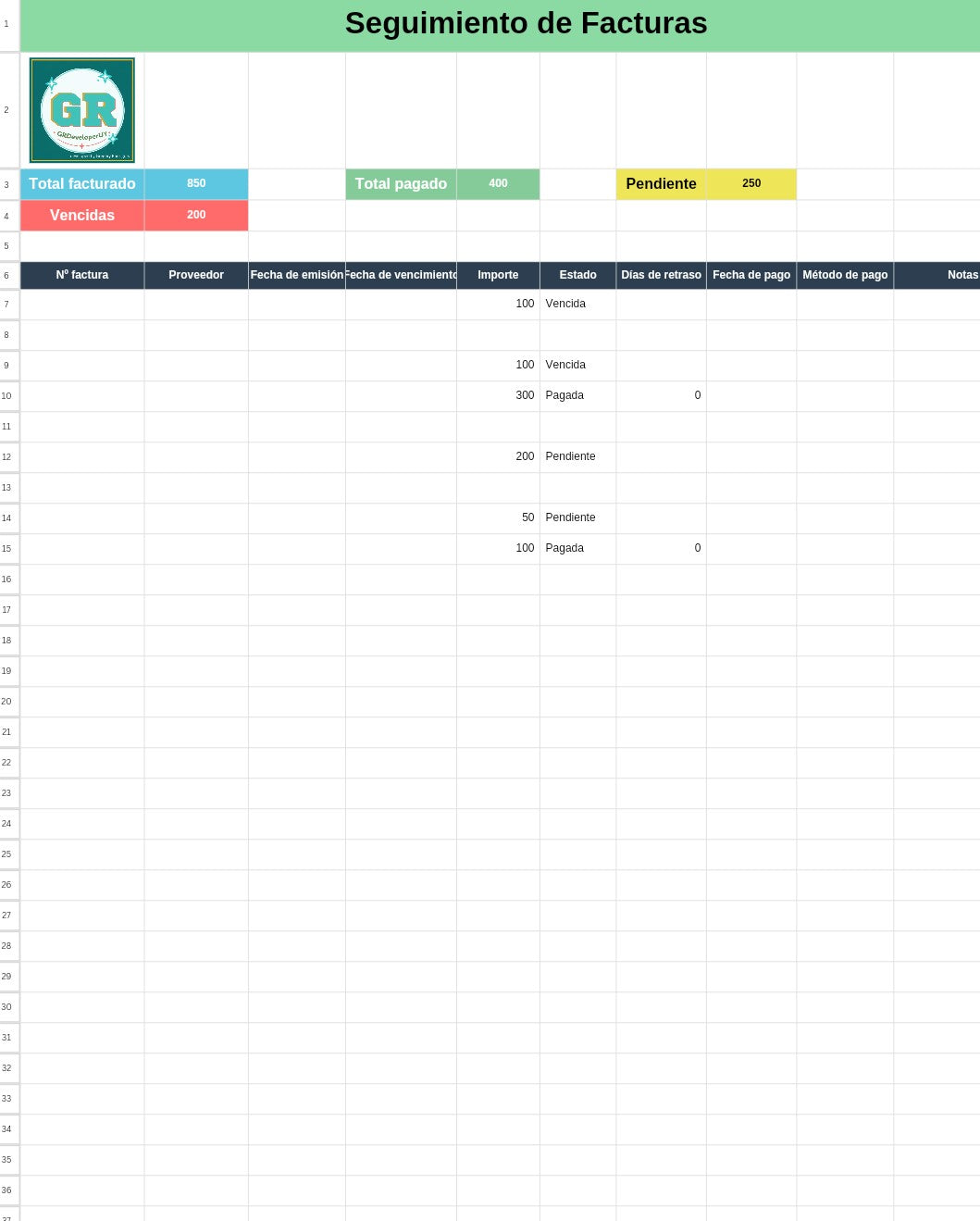 Spreadsheet for Invoice Tracking/ 2 Versions