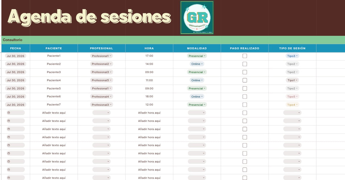 Consultation Sessions Agenda / Editable